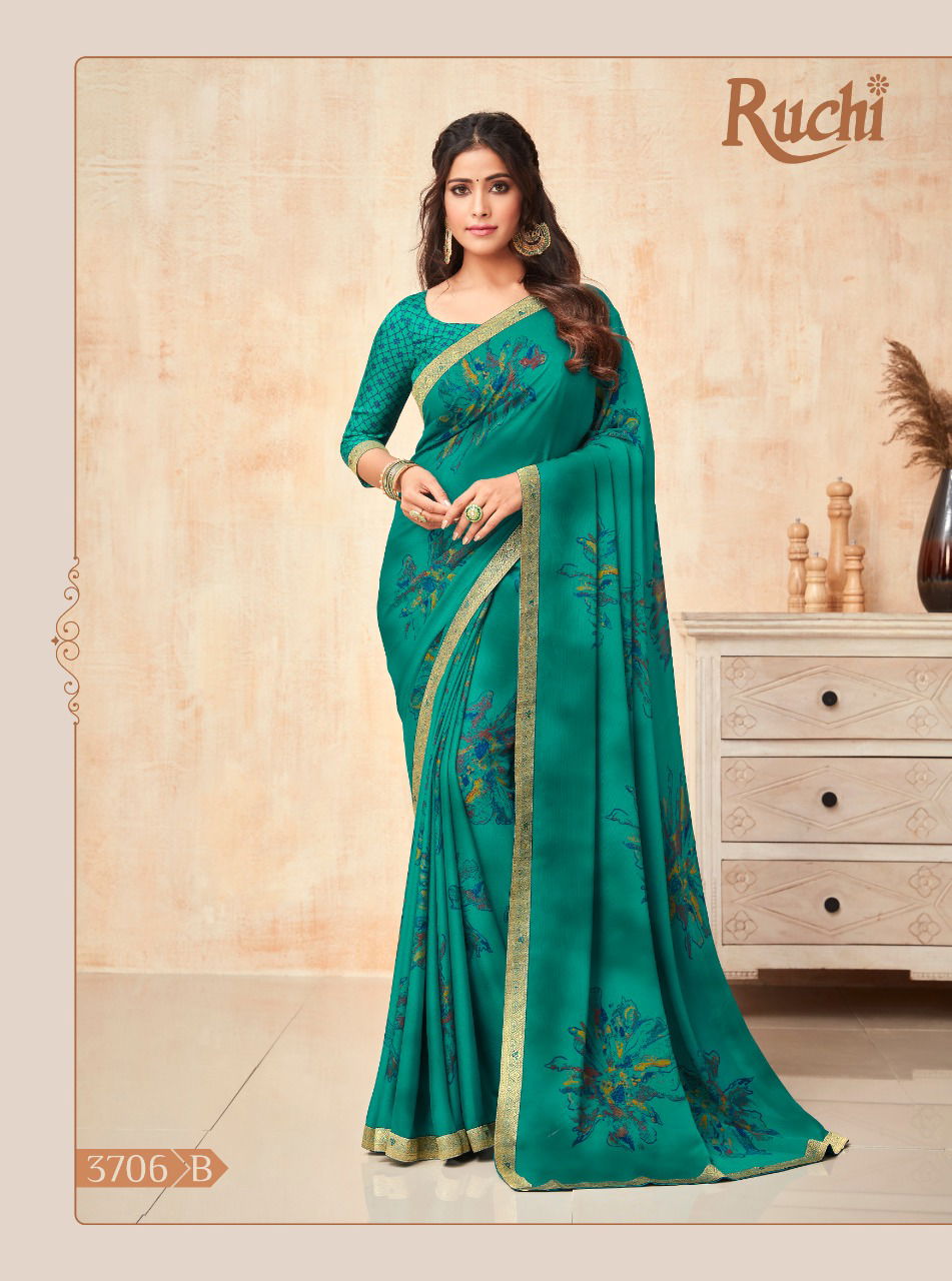 Ruchi Yashika Casual Daily Wear Georgette Printed Fancy Saree Collection